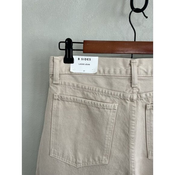 $385 B SIDES Relaxed Slim Lasso Wide Leg Denim Jeans USA Barrel Tan Women’s 27 - Picture 4 of 5
